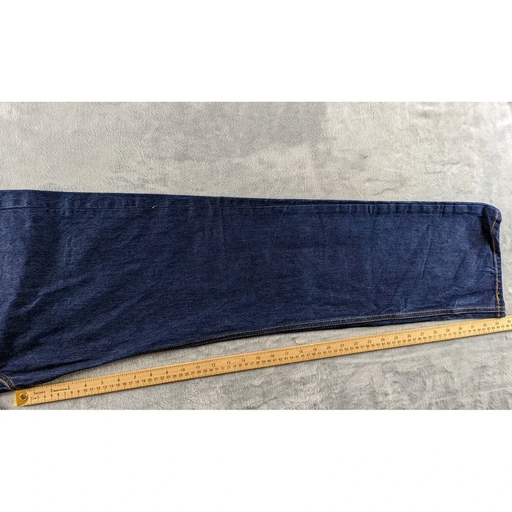 Levis 501 Jeans Men 33x34 Blue Button Fly Straight Dark Wash Raw Denim READ